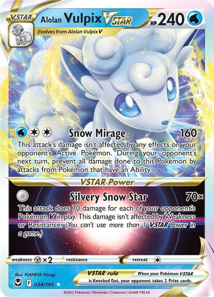 Alolan Vulpix VSTAR - SWSH12: Silver Tempest 034/195