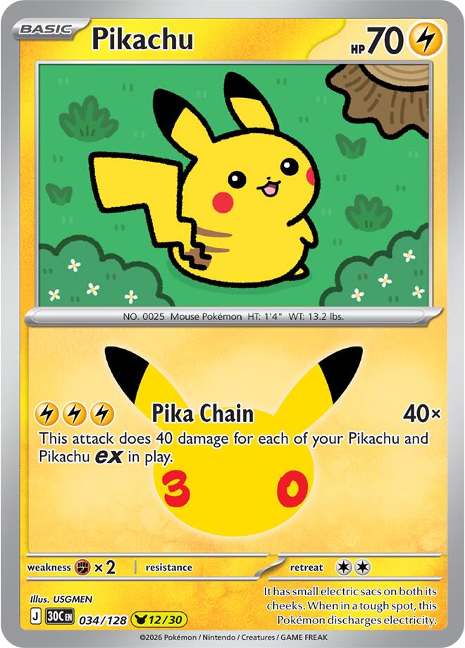 Pikachu - 034/128 - ME: 30th Celebration (30C)