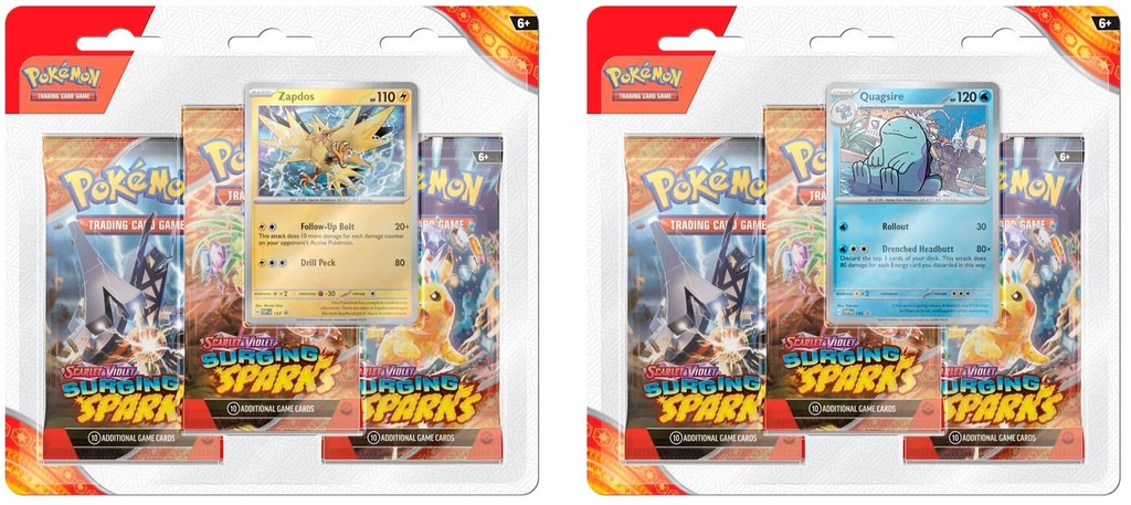 DV Surging Sparks 3 Pack Blisters [Zapdos] - SV08: Surging Sparks (SV08)  