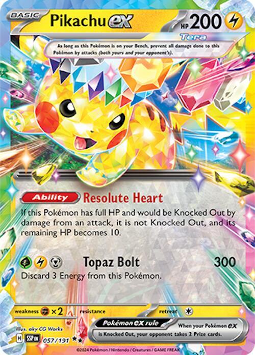 Pikachu ex - 057/191 - SV08: Surging Sparks (SSP)