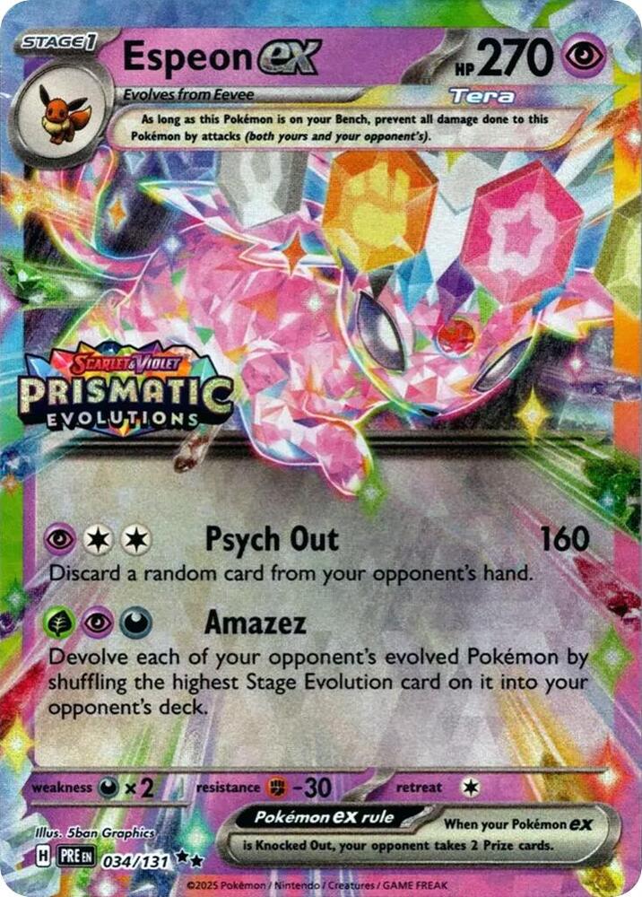 Espeon ex - 034/131 (Prismatic Evolutions Stamp) - Miscellaneous Cards & Products (MCAP)