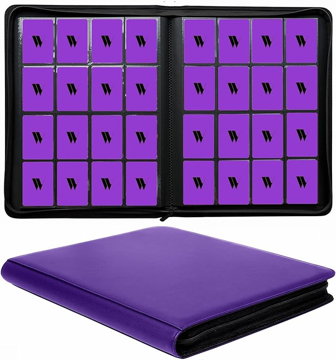 Binder 4 x4  Con Zipper Mas De 1,000 Tarjetas - Morada