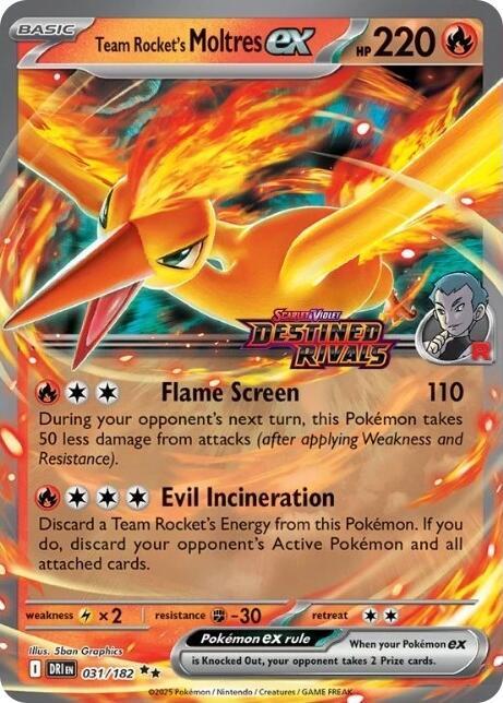 Team Rocket's Moltres ex - 31/182 (Destined Rivals Stamp) - Miscellaneous Cards & Products (MCAP)