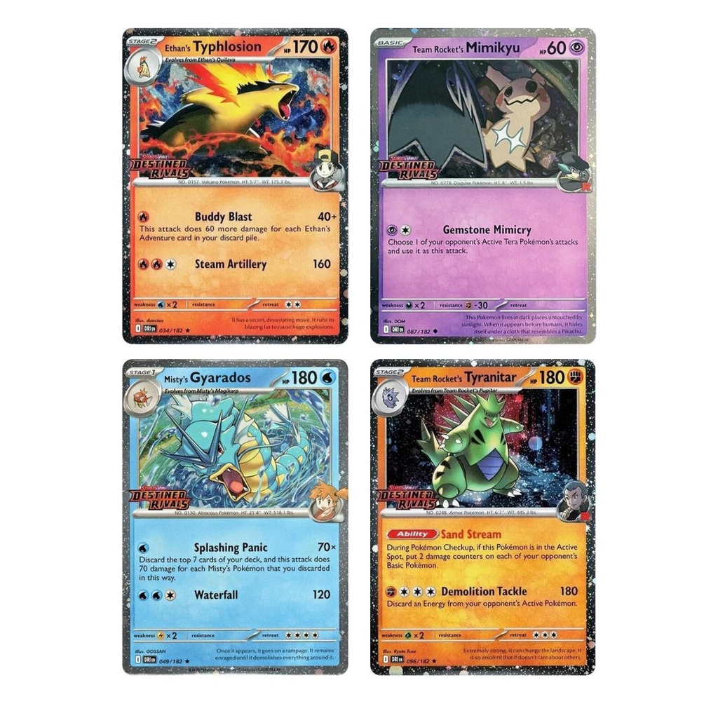 Ethan's, Misty's Gyarados, Typhlosion, Team Rocket's Mimikyu, Team Rocket's Tyranitar (Prerelease)