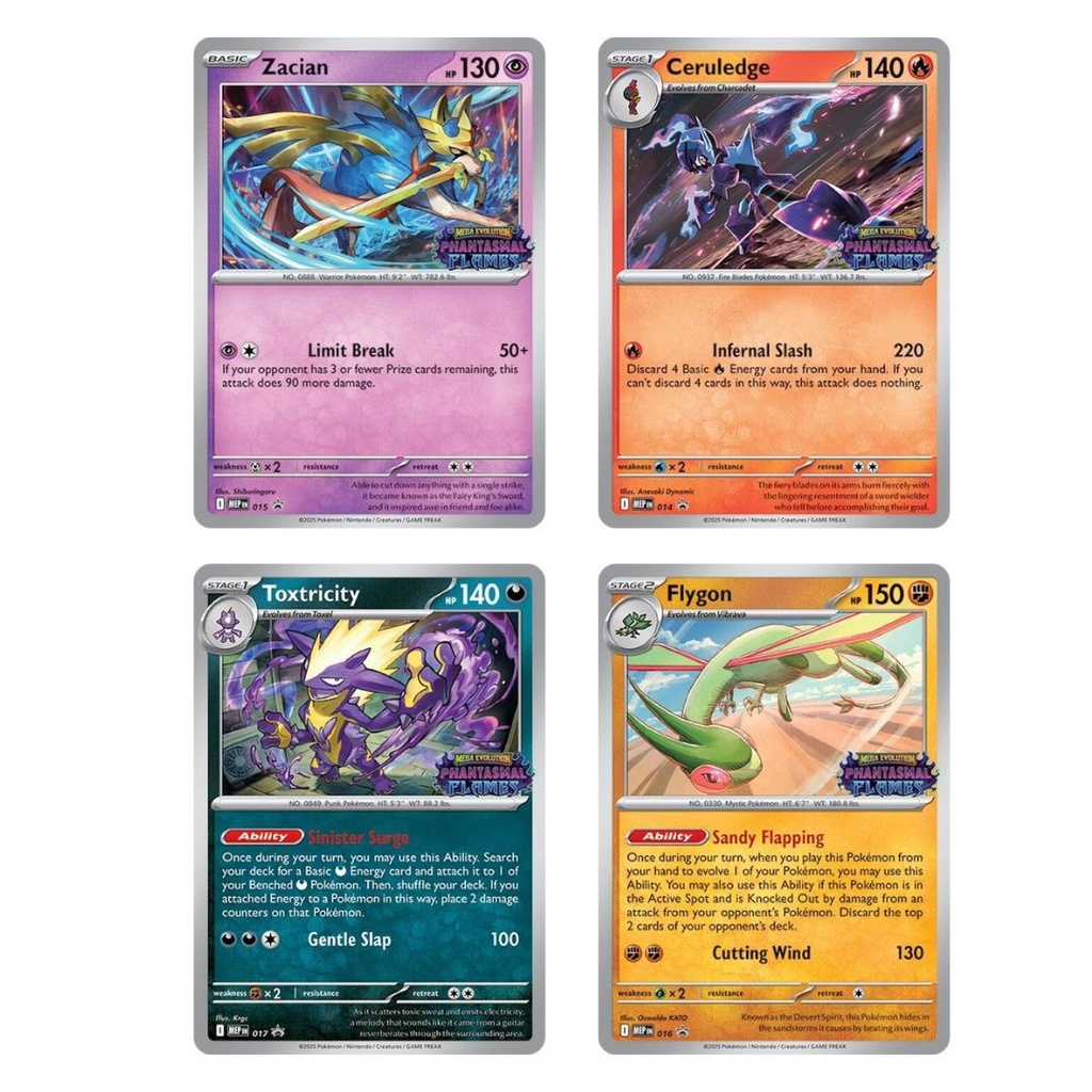 Ceruledge, Toxtricity, Flygon, Zacian (Prerelease) - ME: Mega Evolution Promo (MEP)