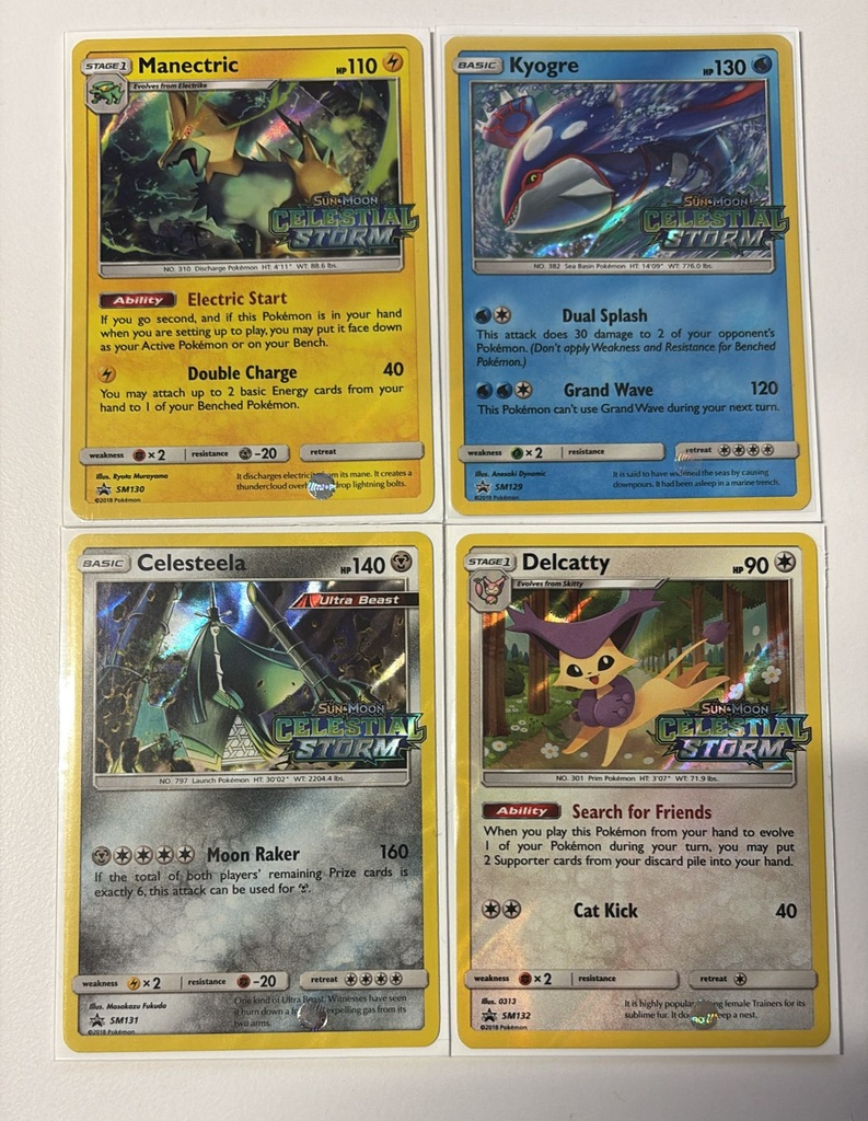 Kyogre,Manectric,Celesteela,Delcatty - SM129,130,131,132 (Prerelease) - SM Promos (SMP)