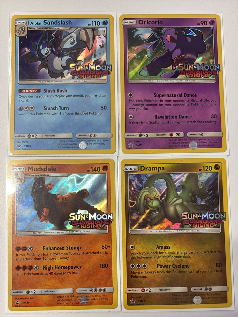 Alolan Sandslash,Oricorio,Mudsdale,Drampa  - SM18,19,20,21 (Prerelease) - SM Promos (SMP)