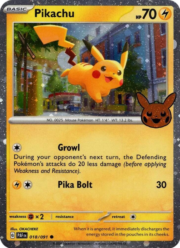 Pikachu - 018/091 (Cosmos Holo) - Trick or Trade BOOster Bundle 2024 (TTBB24)