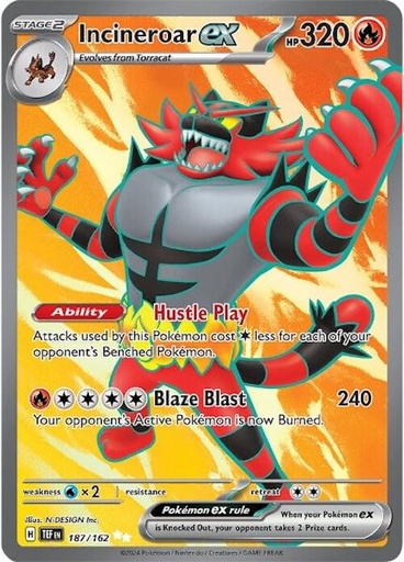Incineroar ex - 187/162 - SV05: Temporal Forces (TEF)