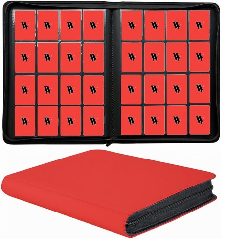 Binder 4 x4  Con Zipper Mas De 1,000 Tarjetas - Roja