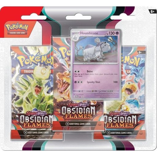[186-85378] Obsidian Flames 3 Pack Blister [Houndstone] - SV03: Obsidian Flames (OBF)