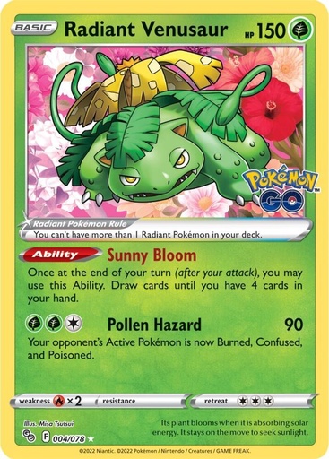 Radiant Venusaur - Pokemon GO 004/078