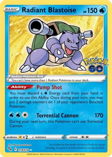 Radiant Blastoise - Pokemon GO 018/078