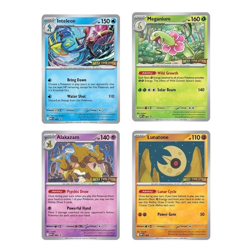 Meganium, Inteleon, Alakazam, Lunatone - 001, 002, 003, 004 - ME: Mega Evolution Promo (MEP)