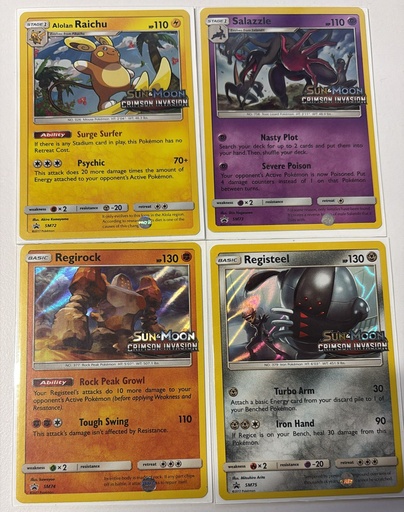 Alolan Raichu,Salazzle,Regirock,Registeel  - SM72,73,74,75 (Prerelease) - SM Promos (SMP)