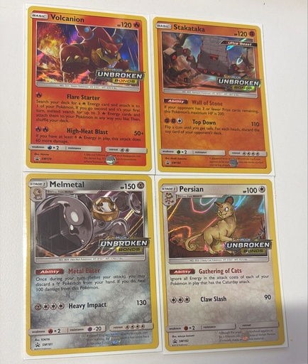 Volcanion,Stakataka,Melmetal,Persian - SM179,180,181,182 (Prerelease) - SM Promos (SMP)