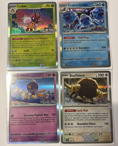 Ledian,Crabominable,Drifblim,Bouffalant - 133,134,135,136 - SV: Scarlet & Violet Promo Cards (SVP)