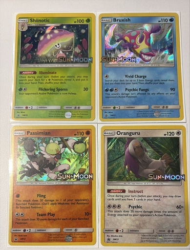 Shiinotic,Bruxish,Passimian,Oranguru - SM10,11,12,13 (Prerelease) - SM Promos (SMP) 