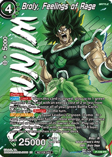 Broly, Feelings of Rage (Ultra-Bout Series Tournament Pack Vol.2) (Winner) - Tournament Promotion Cards (TPR)