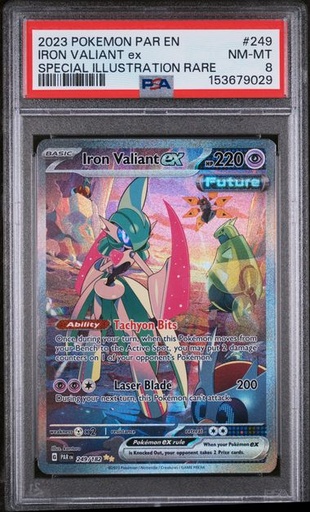 2023 POKEMON PAR EN-PARADOX RIFT #249 IRON VALIANT ex SPECIAL ILLUSTRATION RARE PSA8