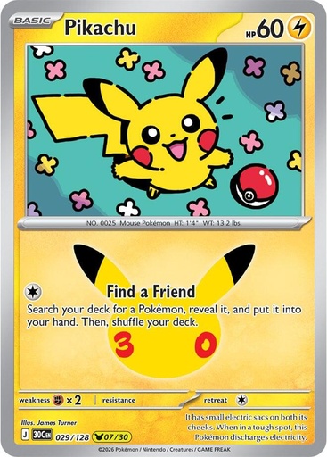 Pikachu - 029/128 - ME: 30th Celebration (30C)