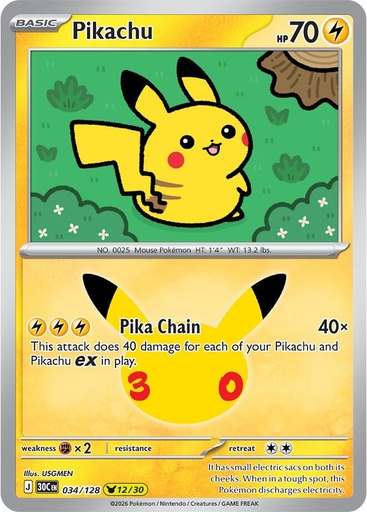 Pikachu - 034/128 - ME: 30th Celebration (30C)