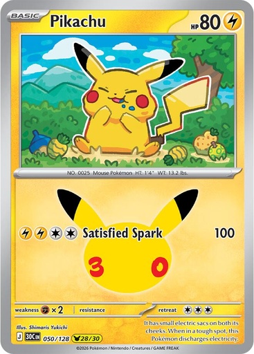 Pikachu - 050/128 - ME: 30th Celebration (30C)