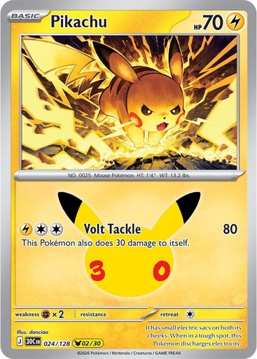 Pikachu - 024/128 - ME: 30th Celebration (30C)